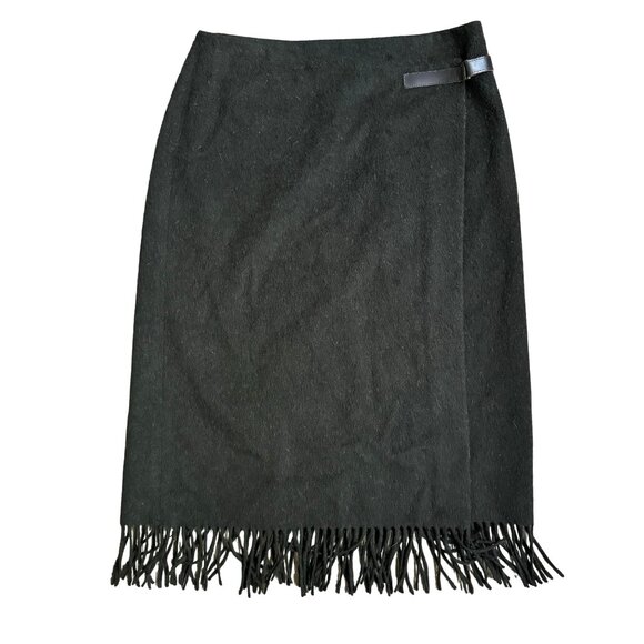 Jenne Maag Wool Wrap Skirt Womens M‎ Fringe Vintage Southwestern 90s Boho Cowboy - Picture 1 of 7